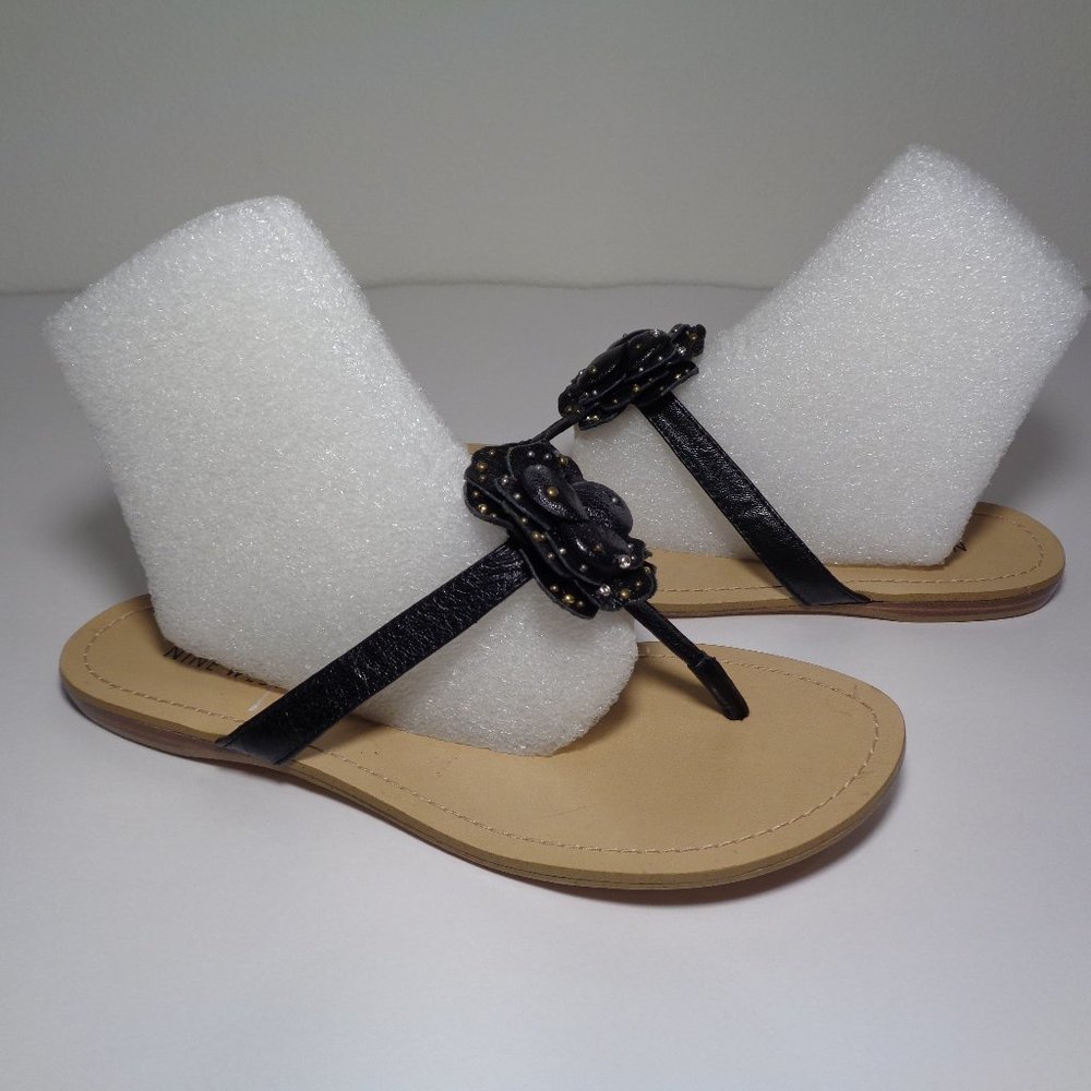 Nine West Size 6 M Black Leather New Sandals
